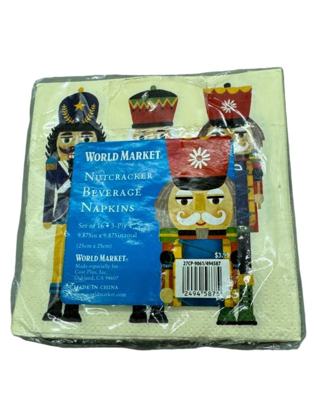 World Market Nutcracker Beverage Napkins Pack Of 16 Decorative 25cmx25cm READ